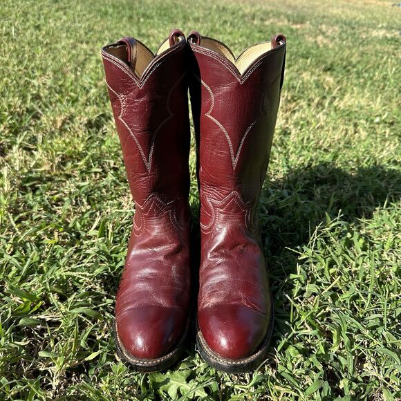 Vintage Tony Lama Roper Boots Womens Size 4.5 B Red Taylor Swift Rodeo Workwear - Picture 3 of 12